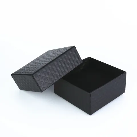 Elegante Schwarze Schmuckschatulle Mit Rautenmuster Karton Geschenkbox Für Halsketten Armbänder Und Ohrringe