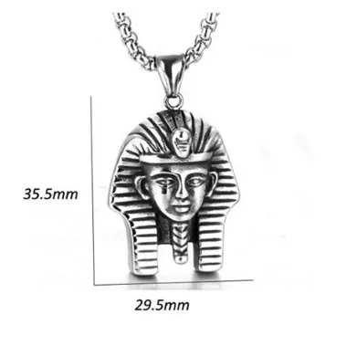 Retro Egyptian Pharaoh Tutankhamun Pendant Necklace For Men Stainless Steel Chain Vintage Hip Hop Gold Silver Jewelry