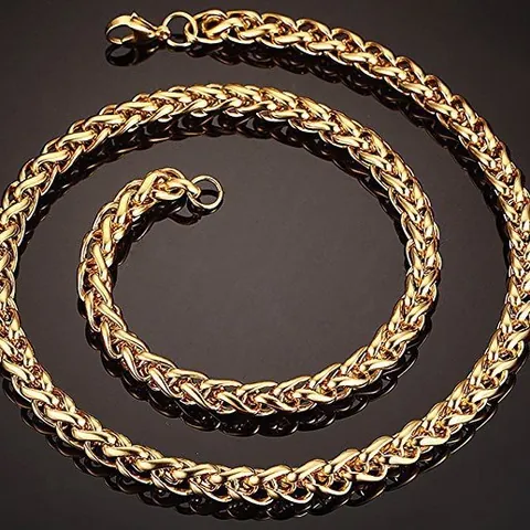 Stainless Steel Wheat Chain Necklace For Men Spiga Link Durable Minimalist Punk Hip Hop Style Fashion Jewelry Gift Silver Gold Black