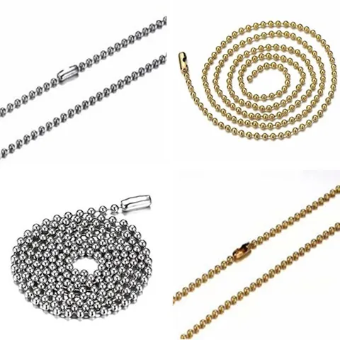 Stainless Steel Round Bead Ball Chain Necklace For Men Women DIY Jewelry Making Minimalist Titanium Steel Link Chain Accessories Gold Silver Plated