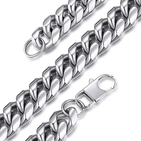 Hip Hop Stainless Steel Cuban Link Chain Necklace For Men Women Polished Silver Curb Chain Necklace Punk Streetwear Jewelry