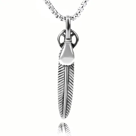 Collier Pendentif Plume en Acier Inoxydable Vintage Étoile Croix Dieu du Soleil Collier pour Hommes Femmes Harajuku Punk