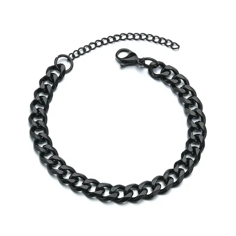Bracelet à Maillons Cubains en Acier Inoxydable Hip Hop pour Hommes Femmes Minimaliste Poli Acier Titane Bijoux Cadeau