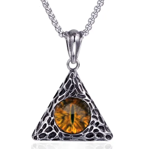 Collana con Pendente in Lega e Catena in Acciaio Inossidabile Hip Hop Con Triangolo Malocchio Serpente Teschio Drago Gioielli Gothic per Uomo Donna