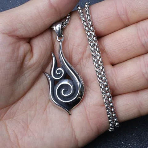 Retro Men Stainless Steel Chain Necklace Alloy Flame Pendant Viking Animal Skull Cross Anchor Hip Hop Punk Jewelry Gift