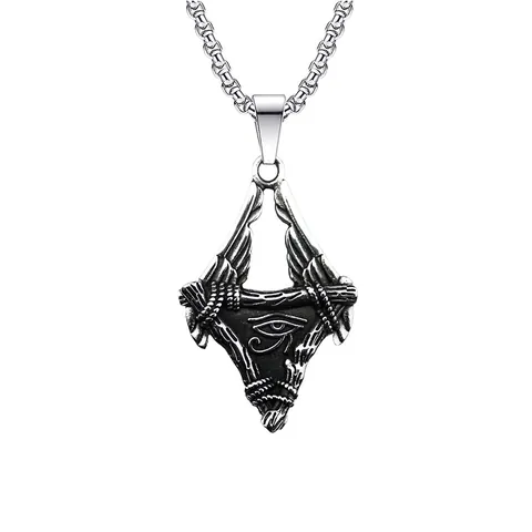Pendant Necklace Stainless Steel Eye Of Horus Skeleton Owl Wolf Cross Retro Punk Hip Hop Jewelry For Men Women