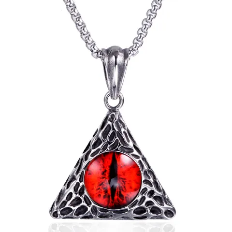 Collana con Pendente in Lega e Catena in Acciaio Inossidabile Hip Hop Con Triangolo Malocchio Serpente Teschio Drago Gioielli Gothic per Uomo Donna