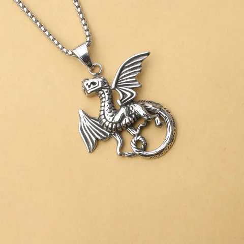 Heren Retro Roestvrij Stalen Ketting Legering Draak Hanger Halsketting Gotische Punk Schedel Kruis Dier Sieraden Cadeau