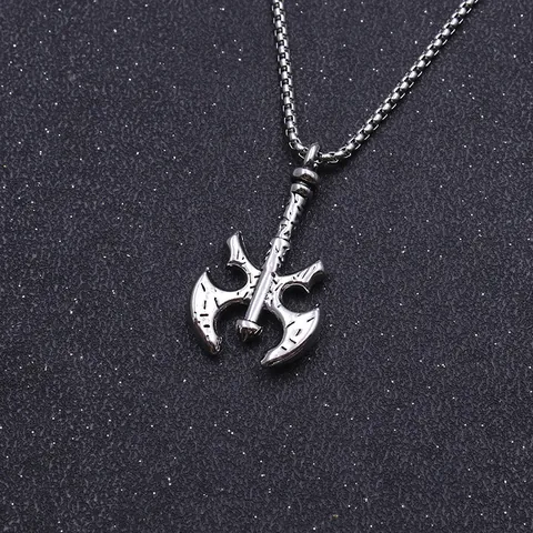 Vintage Viking Axe Skull Eagle Anchor Pendant Necklace Stainless Steel Box Chain Gothic Punk Jewelry Gift For Men Women
