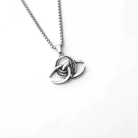Vintage Viking Stainless Steel Pendant Necklace Retro Gothic Celtic Knot Skull Wolf Head Lion Pendant Box Chain Necklace For Men Punk Jewelry
