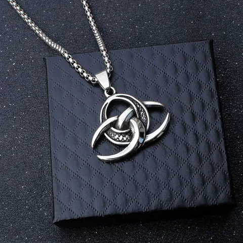 Collana con Pendente Nodo Celtico Vichingo da Uomo Catena in Acciaio Inossidabile Vintage Lega Gotica Teschio Drago Gioielli