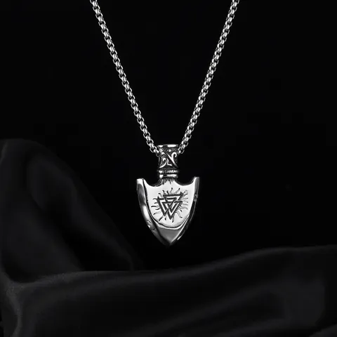 Wikinger Edelstahl Box-Kette Legierung Pfeilspitze Anhänger Halskette Retro Hip-Hop Punk Schmuck Für Herren Damen Geschenk