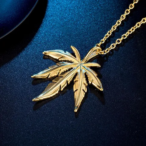 Collier Pendentif Feuille d'érable Hip Hop Alliage Acier Inoxydable Chaîne Forçat Bijoux Streetwear Pour Hommes Femmes Unisexe