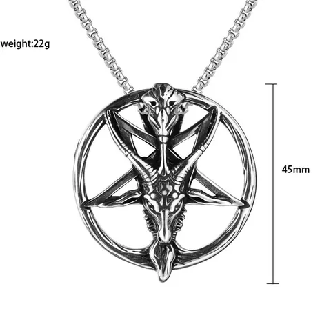 Vintage Punk Alloy Pendant Necklace With Stainless Steel Box Chain Gothic Occult Satanic Cross Anchor Jewelry For Men Women