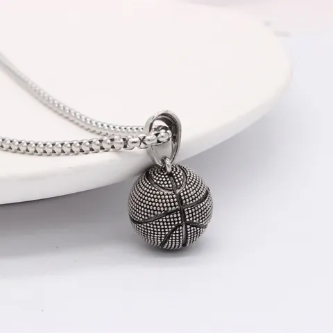 Vintage Stainless Steel Chain Alloy Pendant Necklace Men Women Retro Hip Hop Basketball Skull Compass Dragon Axe Gift