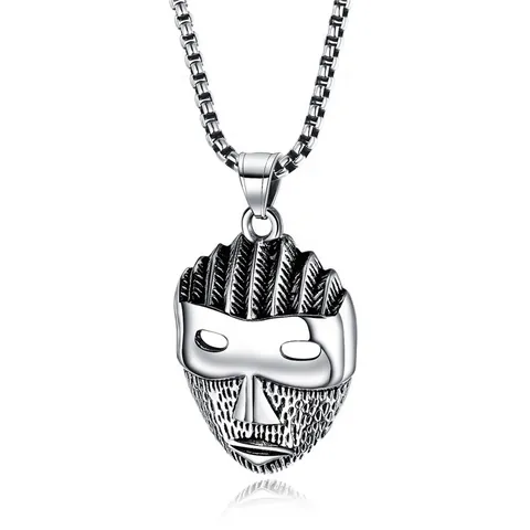 Retro Punk Men Skull Pendant Necklace With Stainless Steel Box Chain Alloy Mask Compass Dragon Hip Hop Jewelry Gift