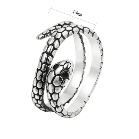 Vintage Herren Legierung Punk Offener Ring Verstellbar Tier Schlange Drache Totenkopf Wolfskopf Gothic Ring Antiksilber Schmuck