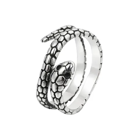 Vintage Herren Legierung Punk Offener Ring Verstellbar Tier Schlange Drache Totenkopf Wolfskopf Gothic Ring Antiksilber Schmuck