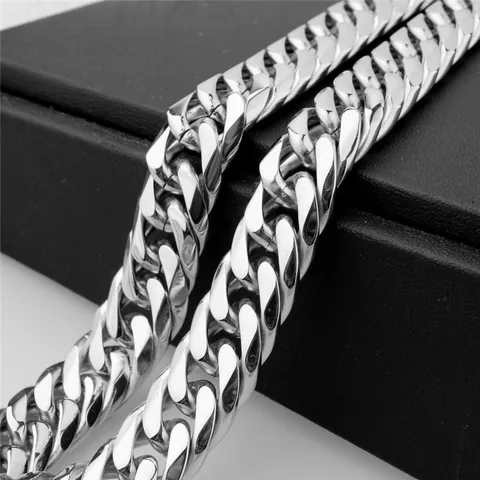 Hip Hop Edelstahl Panzerkette Halskette Für Herren Damen Massive Schwere Gliederkette Streetwear Polierter Metallschmuck Geschenk
