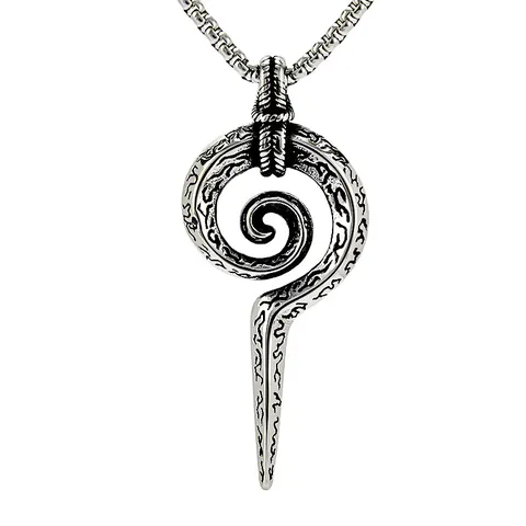 Collier Pendentif en Acier Inoxydable Vintage Punk Gothique Alliage Antique Serpent Bâton Squelette Totem Bijoux Hommes Femmes