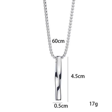 Hip Hop Alloy Stainless Steel Pendant Necklace Men Minimalist Spiral Bar Dragon Star Cross Pendant Adjustable Box Chain Trendy Jewelry