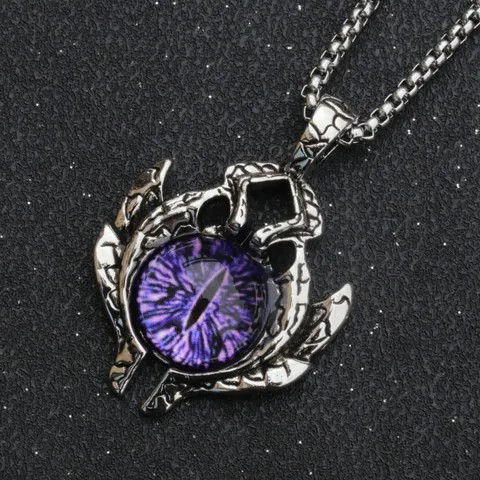 Gothic Evil Eye Pendant Necklace Alloy Skull Horn Dragon Eye Stainless Steel Box Chain For Halloween Party Unisex Jewelry Gift