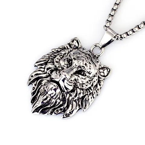 Vintage Roestvrij Staal Dier Leeuwenkop Hanger Halsketting Voor Heren Dames Hip Hop Punk Gothic Sieraden Cadeau