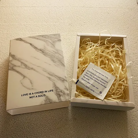 Marble Pattern Drawer Jewelry Box With Raffia And Alcohol Pad Earring Necklace Storage Packaging Case Modern Gift Box