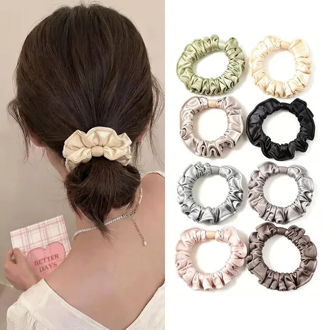 Orecchini per Capelli in Raso ad Alta Elasticità da Donna Eleganti Lacci per Capelli Effetto Raso Plissettati per Ragazze