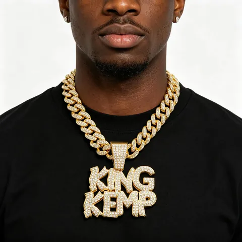 Collana con Ciondolo a Lettera King in Lega Hip Hop per Uomo Streetwear Oro Argento Catena Cubana Gioielli