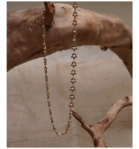 Französisch Vintage Vergoldet Legierung Gänseblümchen Blume Choker Halskette Für Damen Weiß Blau Emaille Floral Schmuck