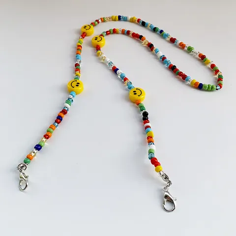Multicolor Kralen Masker Lanyard Smiley Gezicht Brillenketting Anti-verlies Nekkoord Lanyard Voor Vrouwen Kinderen Sieraden Cadeau