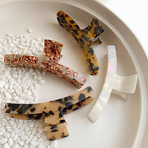 Elegant Large Hair Claw Clip Women Leopard Tortoiseshell Marble Pattern Acetate Acrylic Shark Clip For Thick Hair Styling Accessories