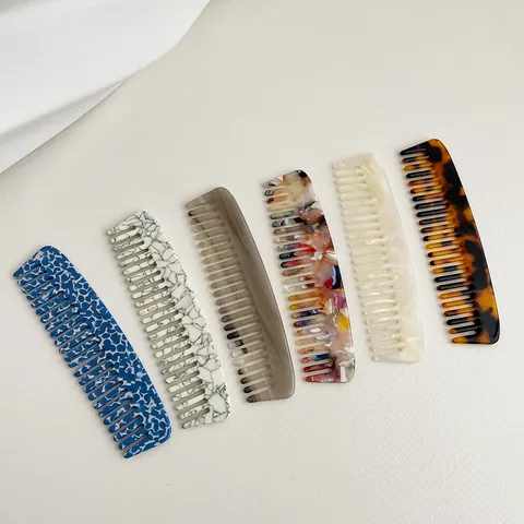 Mini Acetate Hair Comb Portable Anti Static Wide Tooth Hairbrush Marble Tortoiseshell Texture Hair Styling Tool Women Men
