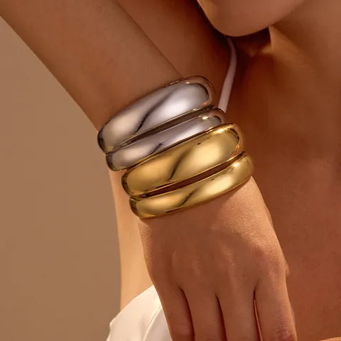 Stainless Steel Waterdrop Open Cuff Bracelet For Women High Polished Gold Silver Plated Geometric Bangle Jewelry Gift