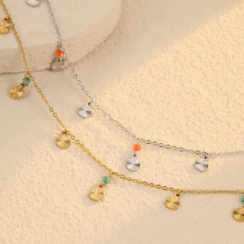 Collar Y Tobillera De Acero Inoxidable Con Colgante De Rayo De Sol Cadena De Abalorios Joyería De Moda Para Mujer