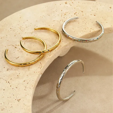 Roestvrij Stalen Ster Open Armring Gekleurde Strass Ingelegde Goud Zilver Armband Mode Sieraden Voor Vrouwen Cadeau