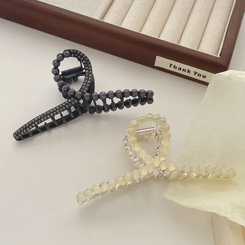 Legering Haarklem Met Kattenoog Kralen Strass Niche Ontwerp Grote Haarklem Voor Dames Elegant Accessoire