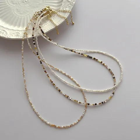 Minimalistische Halskette Aus Natürlichen Muschelperlen Für Damen Handgefertigt Perlen Choker Edelstahl Schmuck