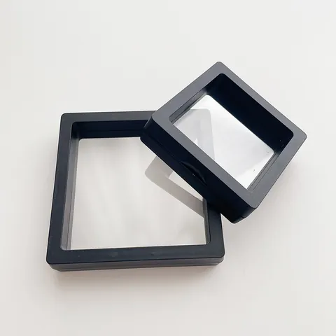 3D Floating Frame Display Case PE Film Anti Oxidation Jewelry Storage Box For Necklace Bracelet Ring Square Case Organizer
