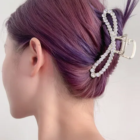 Elegant Alloy Zirconia Rhinestone Pearl Hair Claw Clip French Style Gold Silver Large Shark Clip For Women Hair Accessories