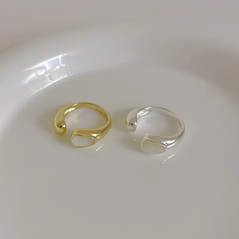 Minimalist Irregular Shell Copper Open Ring For Women Adjustable Metallic Gold Silver Plated Geometric Jewelry Finger Ring