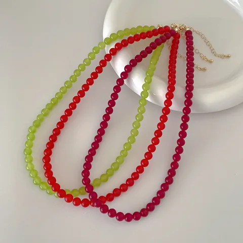 Handgefertigte Naturstein Perlen Choker Halskette Vintage Roter Achat Elegant Verstellbare Halskette Für Damen Modeschmuck