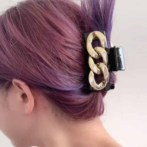 Large Acrylic Hair Claw Clip For Women Vintage Chain Decor Non-Slip Shark Clip Hair Accessories For Thick Hair Daily Style