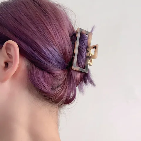 Franse Vintage Holle Vierkante Luipaardprint Haarklem Acetaat Legering Grote Haarspeld Voor Vrouwen Mode Haaraccessoires