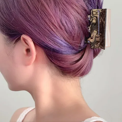 Korean Ins Style Checkerboard Marble Rectangular Hair Claw Clip For Women Acrylic Large Geometric Hair Jaw Clip Accessory