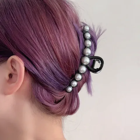 Elegant Faux Pearl Hair Claw Clip Large Alloy Metal Hair Accessory For Women Back Of Head Hair Bun Clip French Vintage Style