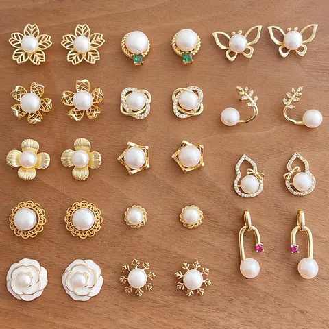 Neu-Chinesisch Natürliche Süßwasserperlen Geometrische Ohrstecker 18K Vergoldet 925 Sterlingsilber Ohrstecker-Stift Für Damen