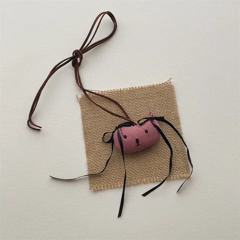 Schattige 3D Pluche Beer Hanger Halsketting Voor Kinderen Meisjes Cartoon Stof Dier Pop Ketting Tashanger Met Strik Decoratie