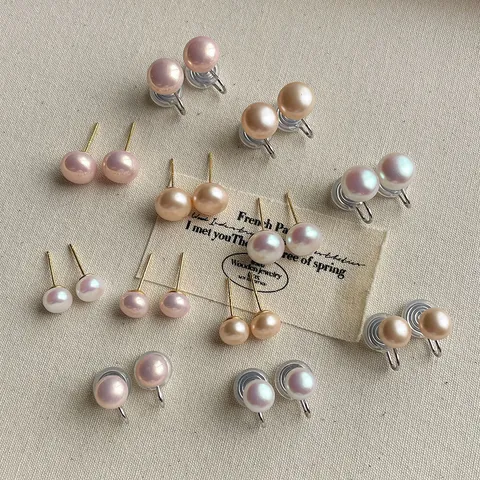 Elegante Imitationsperlen Ohrstecker Mit 925 Sterlingsilber Stift Vergoldet Künstliche Perlen Clip-Ohrringe Für Damen Schmuck